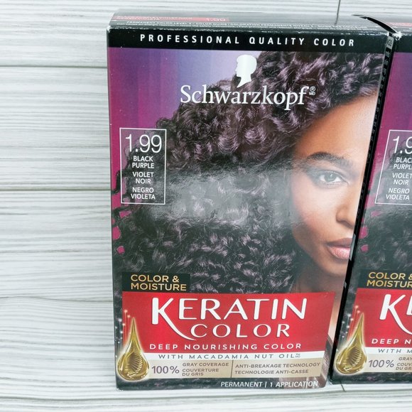 2x Schwarzkopf Keratin Color Moisture Permanent Hair Color # 1.99 Black Purple - Picture 2 of 3